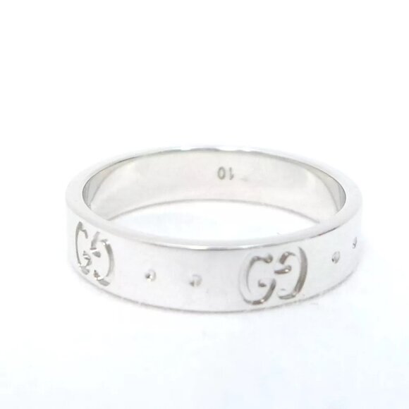 Authentic GUCCI Icon Ring K18 WG US:5 White Gold